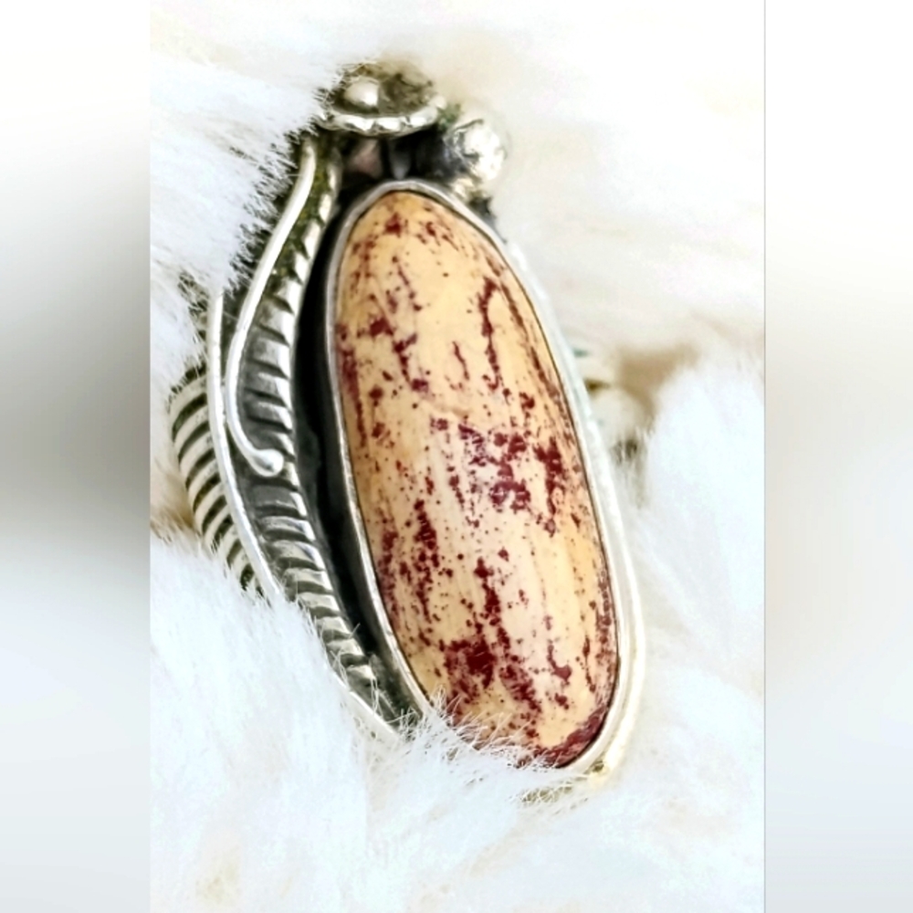 Navajo Style Sterling Silver Alunite Ring Sz 7.50 Handcrafted Signature Stamped